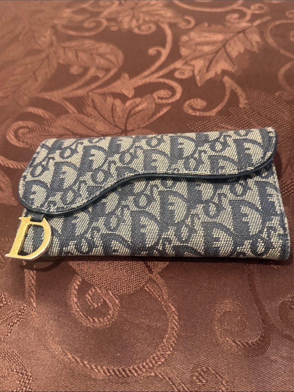 Dior Navy/Beige Oblique Canvas Saddle Wallet - Picture 15 of 15
